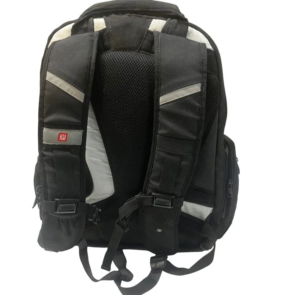 Ful Laptop Backpack Black Charcoal Grey Ballistic Nylon Multi Pocket Tech Bag